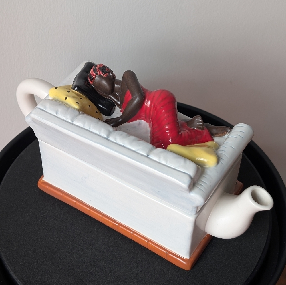 Annie Lee Teapot Vintage Black Americana Folk Art Steeping and Sleeping Country - Picture 3 of 8
